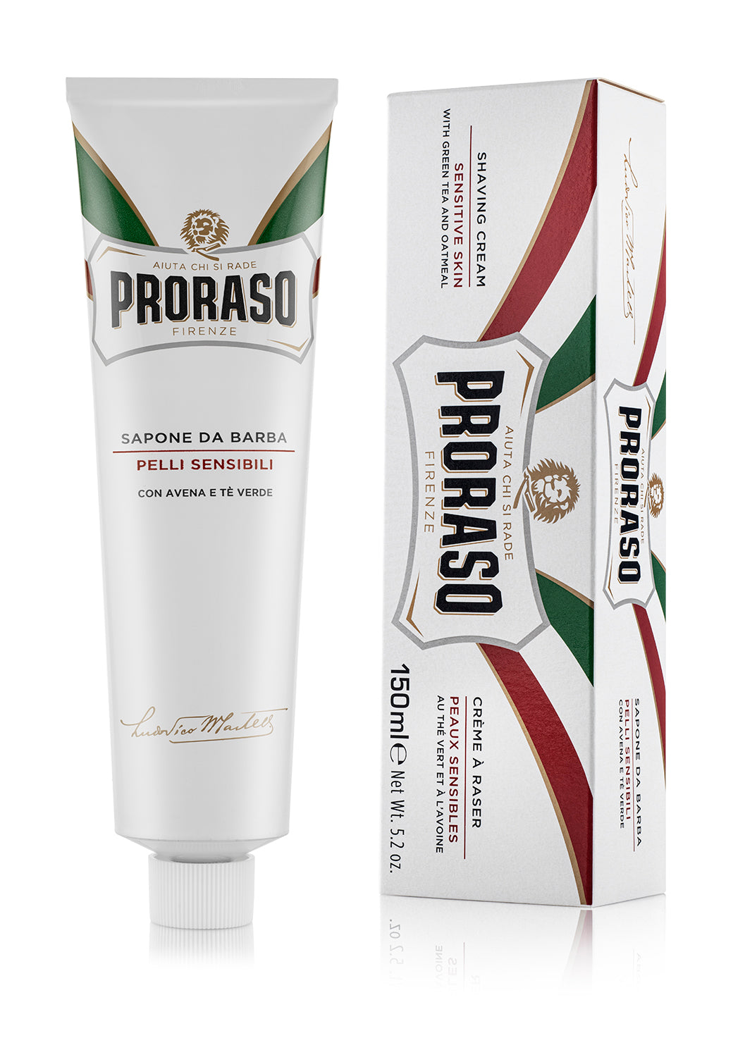 Proraso Shaving Cream Tube Sensitive Green Tea & Oatmeal (white) 150ml