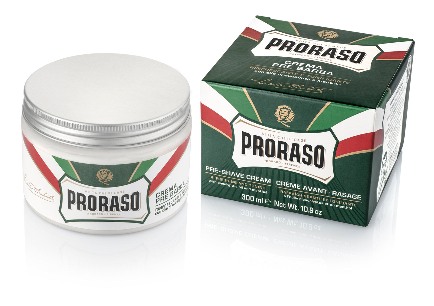 Proraso Pre Shave Cream Tub Refresh Eucalyptus & Menthol (green) Professional Size 300ml