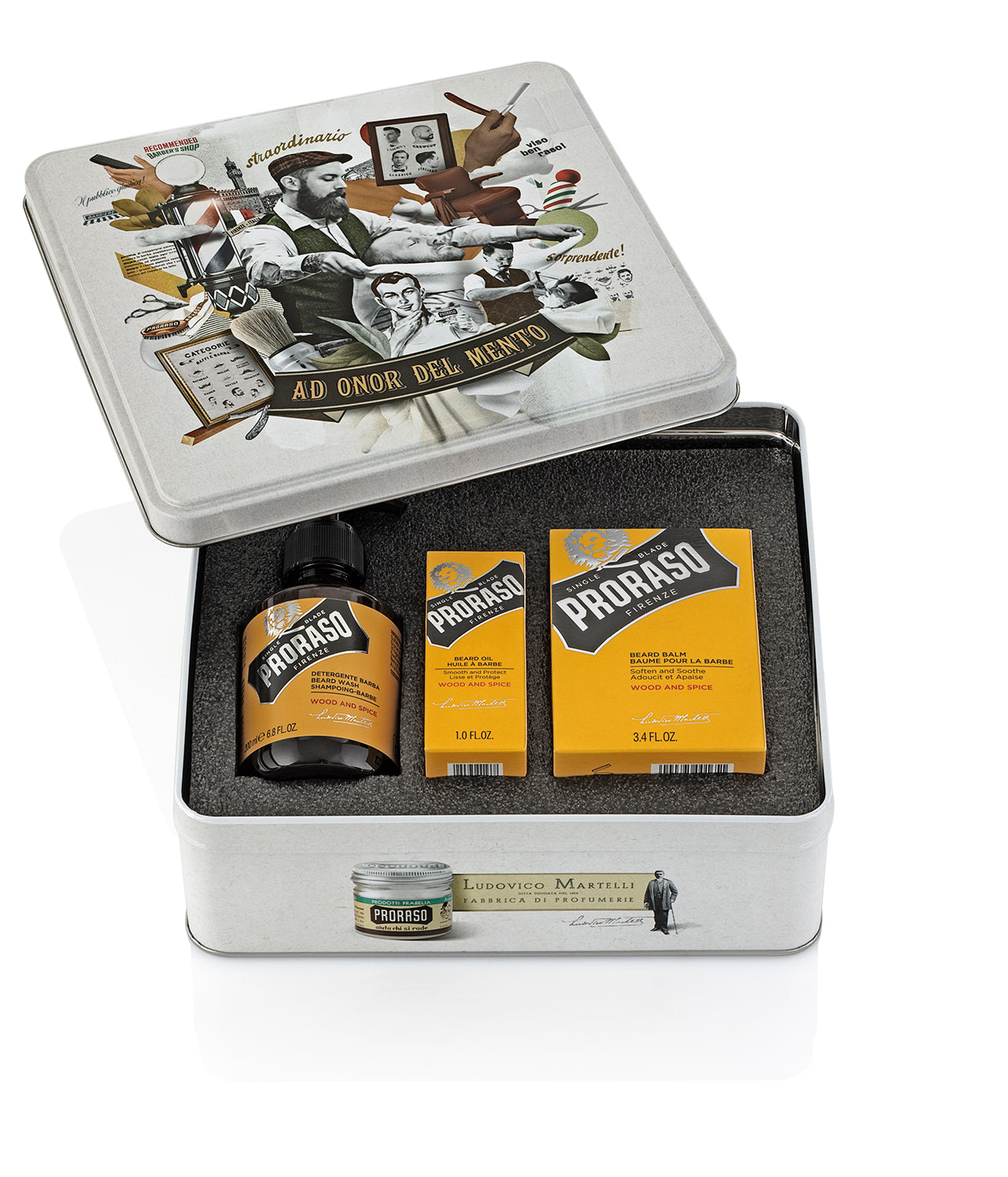 Proraso Beard Tin - Beard Wash/Beard Balm/Beard oil (Wood & Spice)