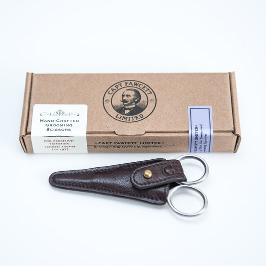 Captain Fawcett Grooming Scissors with Hand Crafted Secure Leather Pouch (previously CF93GS)