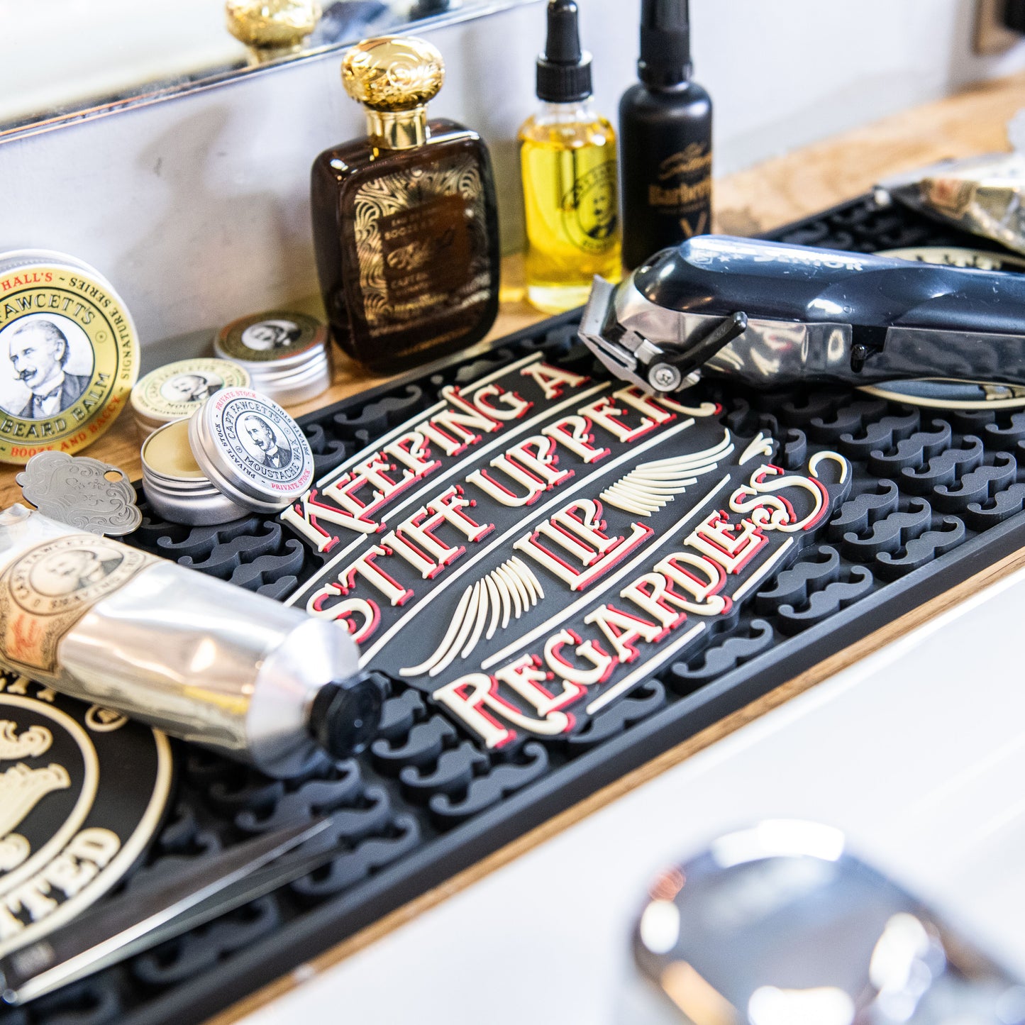 Captain Fawcett Moustache Bar Mat