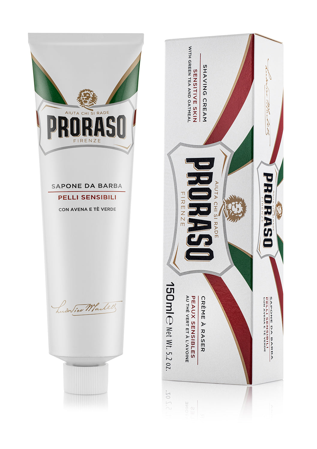 Proraso Shaving Cream Tube Sensitive Green Tea & Oatmeal (white)  150ml