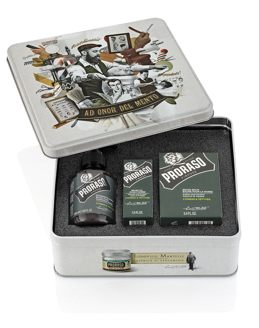 Proraso Beard Tin - Beard Wash/Beard Balm/Beard oil (Cypress Vetiver)
